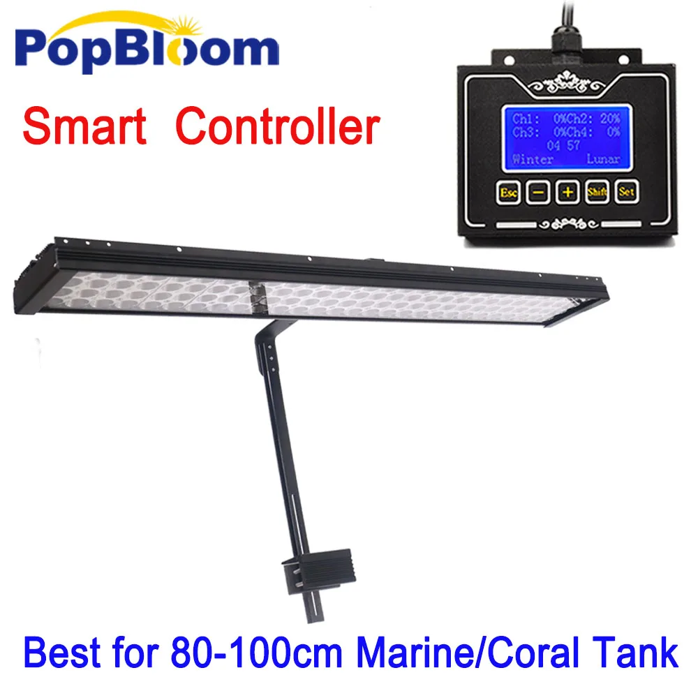 

PopBloom led aquarium lighting uv lamp aquarium led lights for marine fish tank luz acuario with arm mounting kit MH7BP1