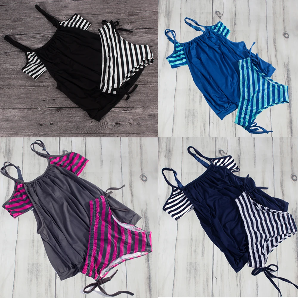 2017 Bikinis Women 2017 mujer plus up Swimsuit Swimming Suit Stripe Bikini Set Brazilian Bathing Suits Swim XL
