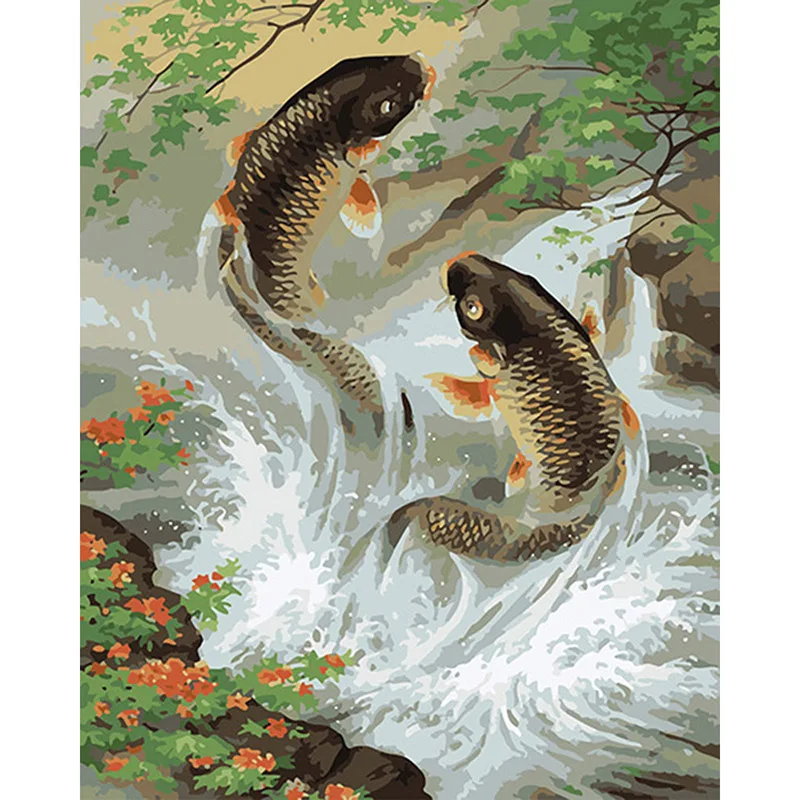 40*50 carp fish настенная живопись маслом diy по номерам на холсте cuadros свадебное