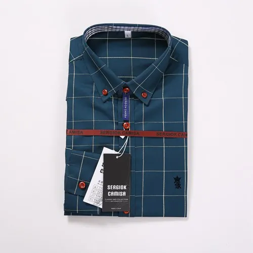 Dudalina Camisa социальной Masculina для мужчин рубашка вышивка логотип с длинным рукавом деловые рубашки в повседневном стиле известный бренд - Цвет: SK-1311LAKE BLUE