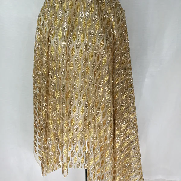 

Bronzing Sequin Fabric Gauze Cloth Evening Dress Costume Fabrics Bazin Riche Getzner Telas Tissu Stoffen Tecido 2018 New Gold