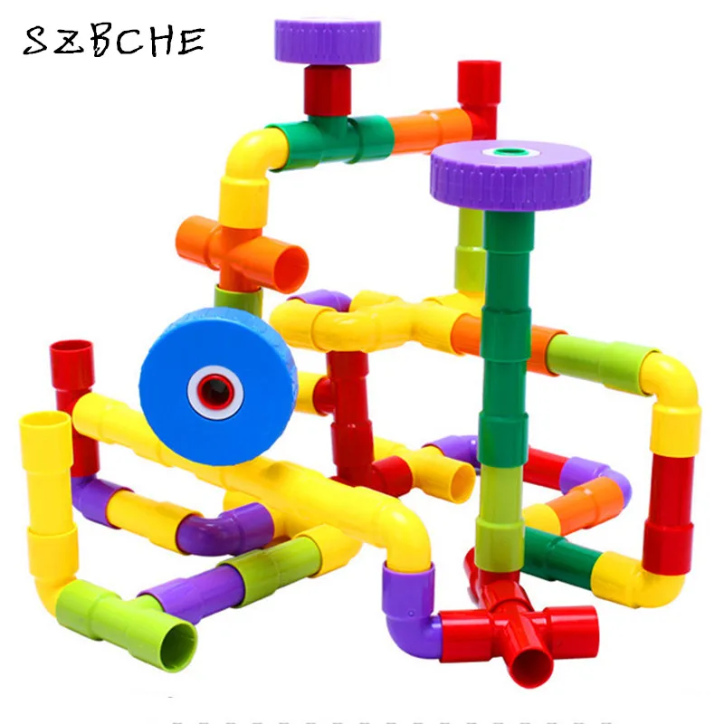 DIY Assembling Water Pipe Building Blocks Toy Baby Kids Pipeline Tunnel