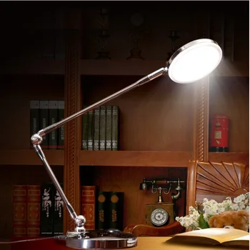 

Dimmable LED Study Lights, Adjustable Arm in Metal Body with Satin Chrome Surface