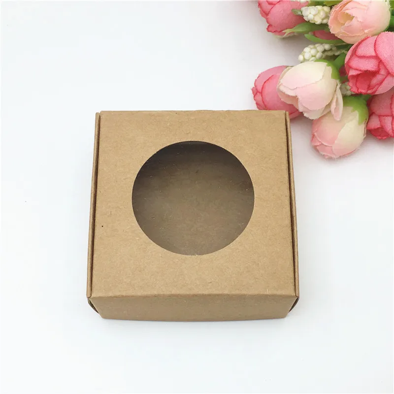 5pcs Transparent PVC Window Soap Boxes Kraft Paper Box Jewelry Gift Packaging Box Wedding Favors Candy Box - Цвет: c4