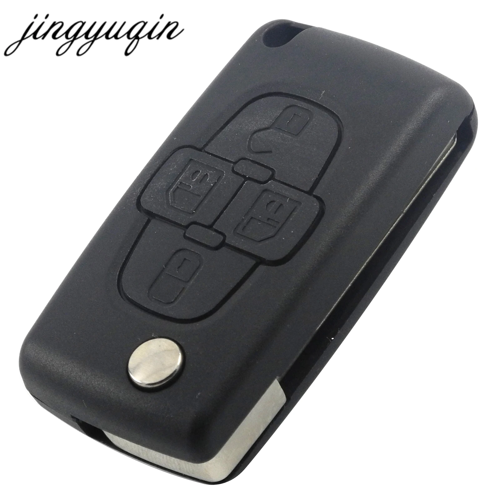 

jingyuqin 4 Buttons Flip Floding Remote Key Fob Case Shell Fob For Citroen C8 Uncut Blade VA2/HCA CE0523