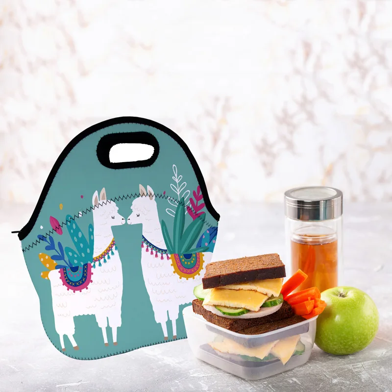 Новые 3D сумка для обедов с принтом неопрена с застежкой-молнией для пикника, Термические переносная коробка для ланча тепловой мешок Lancheira