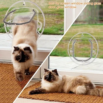 

Cat Flap Door, 4 Way Locking Cat Doors, Small Pet Door for Cats, Small Dogs, Puppy and Doggie, Fits for Sliding Glass Door, Gl