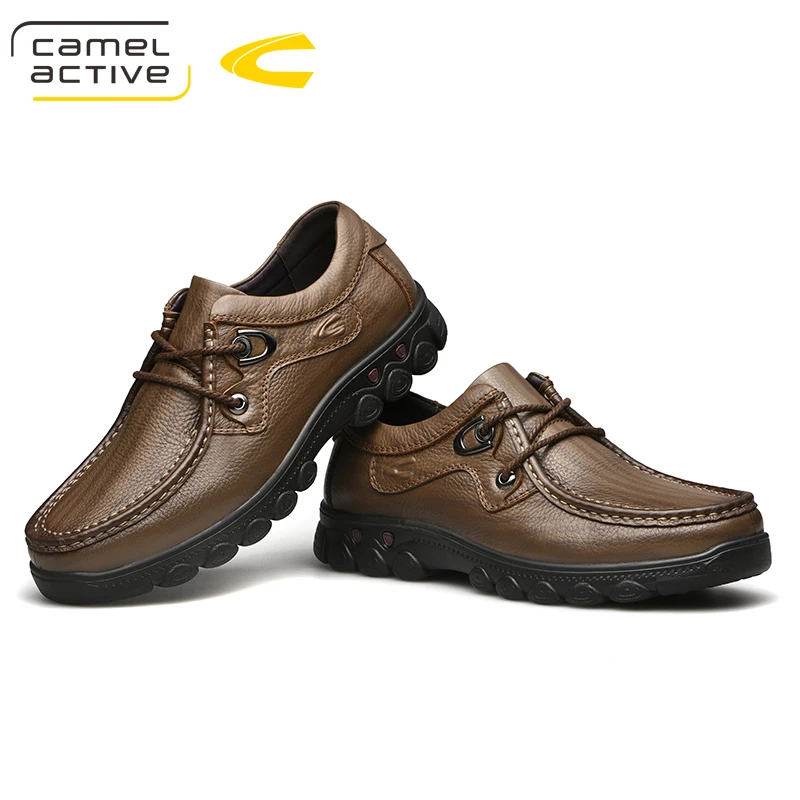 Novos Flats Casuais Marrom Couro Camel Sola Homens Dos outono Sapatos Active De Primavera Genuínas Amortecimento Confortável Loafers cáqui paacC8q