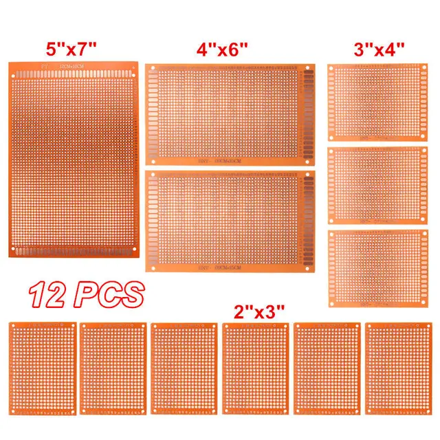 12pcs set diy prototyping board pcb printed circuit prototype12pcs set diy prototyping board pcb printed circuit prototype breadboard stripboard 4 sizes