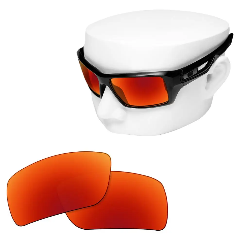 

OOWLIT Polarized Replacement Lenses of Fire Red Mirror for-Oakley Eyepatch 2 OO9136 Sunglasses