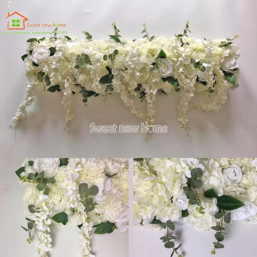 

3D Artificial Silk Rose Flower Runners for Wedding Backdrop or Table Decoration 60x25cm 6pcs/lot