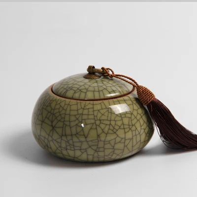 Longquan Celadon чайная коробка, чайная банка, керамическая фарфоровая чайная банка, керамическая чайная бочка, герметичный резервуар для хранения чая caddy - Цвет: E Small