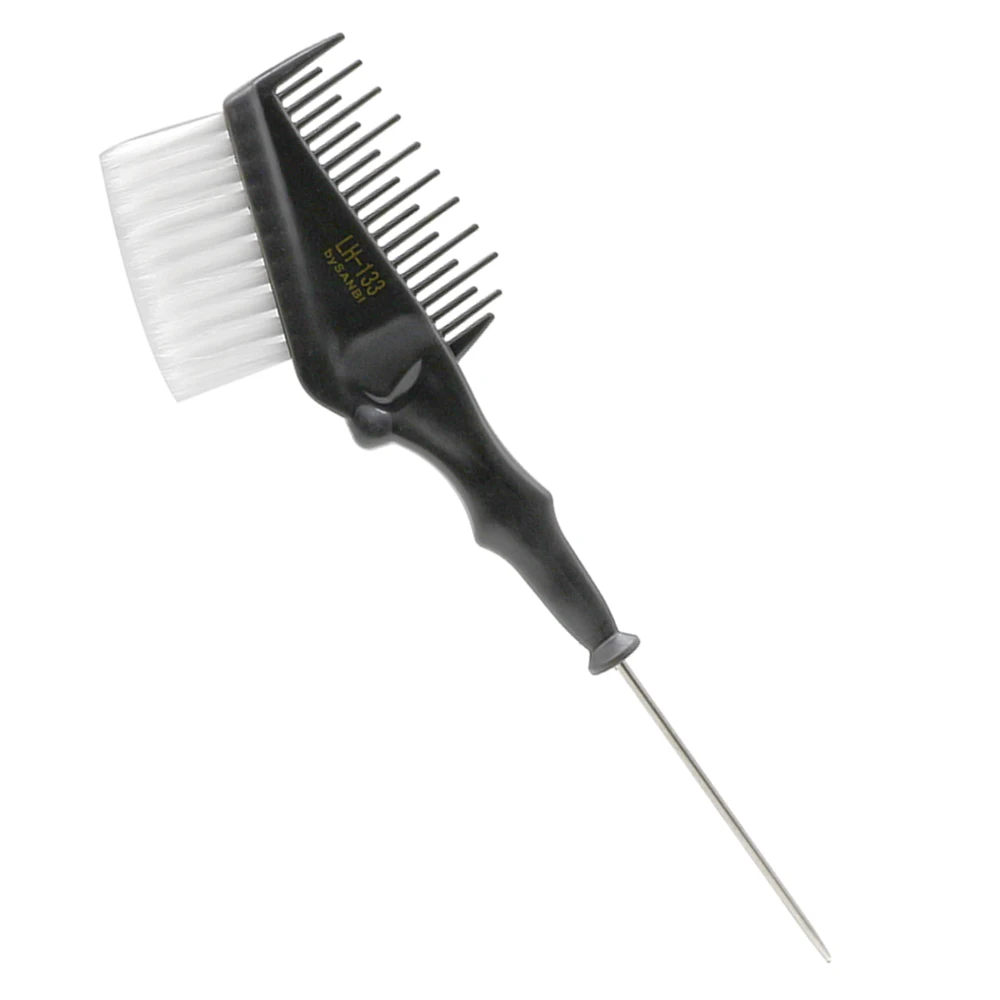 Профессиональный 1 шт. металлический кончик хвоста Расческа для окрашивания волос двойное использование с мягким нейлоном для салона волос щетка для окрашивания волос для парикмахерских инструментов для укладки - Цвет: Black