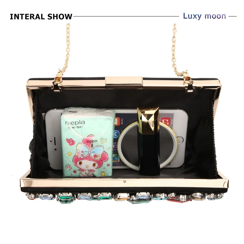 Luxy Moon Rainbow Crystal Clutch Bag Inside View