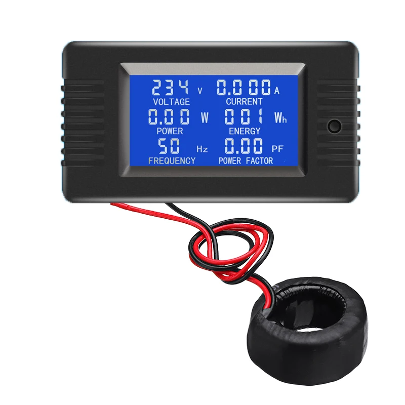 

PZEM-022 Coil CT Closed Transformer 100A AC Digital Display Power Monitor Meter Voltmeter Ammeter Frequency Factor Meter