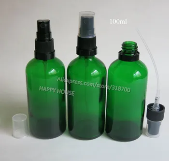 

360 x 100ml Green Glass Oil with Tamper Evident Plastic Spray Atomizer, 100 cc Fragance bottle