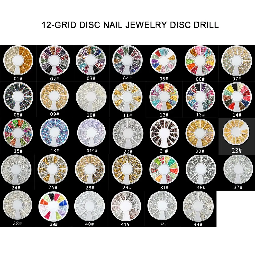 Набор украшений для нейл-арта, маленький диск, смешанные заклепки, белок в алмазной металлической оправе, маленький стальной шар, жемчужная окантовка, жемчужное украшение для ногтей 1-19