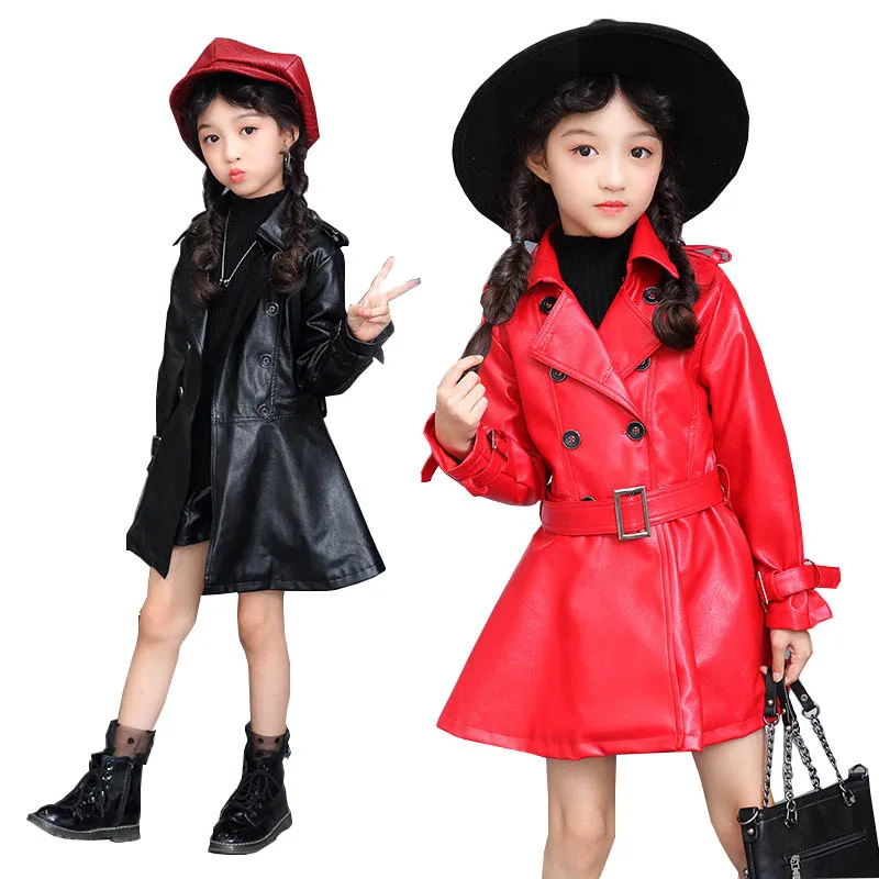 

Cool Baby Girls Leather Jackets Coats Kids PU Leather Jackets Windbreaker Autumn Children Kids Punk Clothes Coats Outerwear