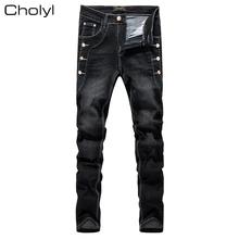 Джинсы мужские Новая мода корейский стиль высокая уличная приталенная пуговица индивидуальность винтажные классические джинсовые брюки плюс размер брюки