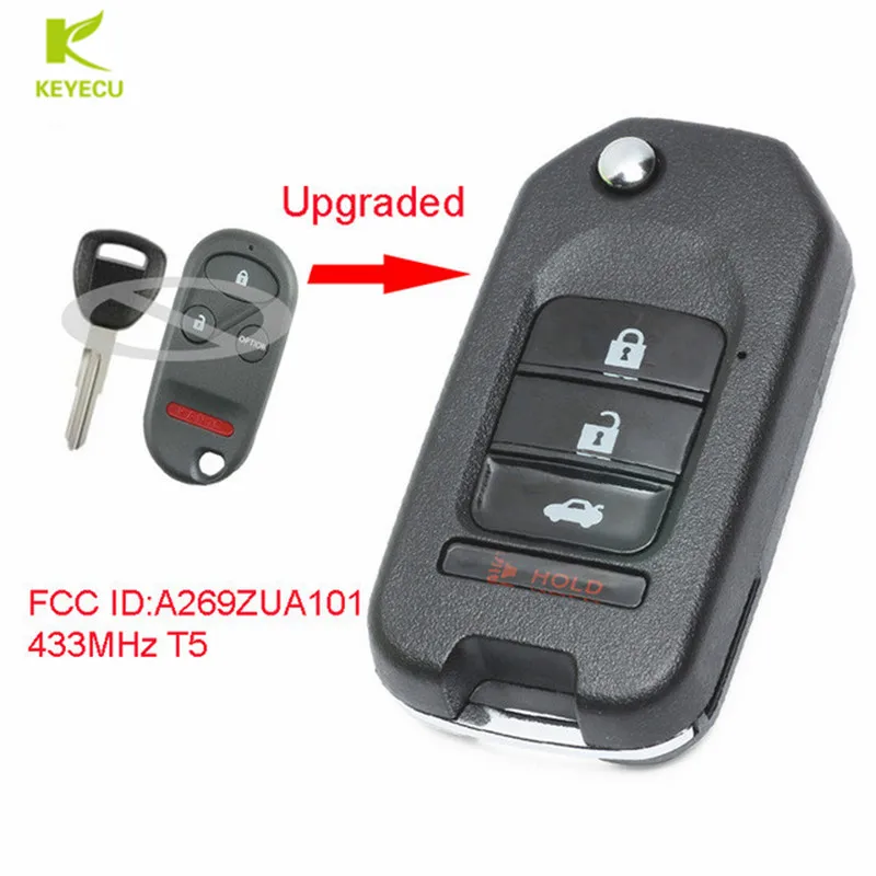 Обновленный флип-накопитель KEYECU 433 МГц T5 для Honda 1998-2002 Accord/1997-2001 специальный