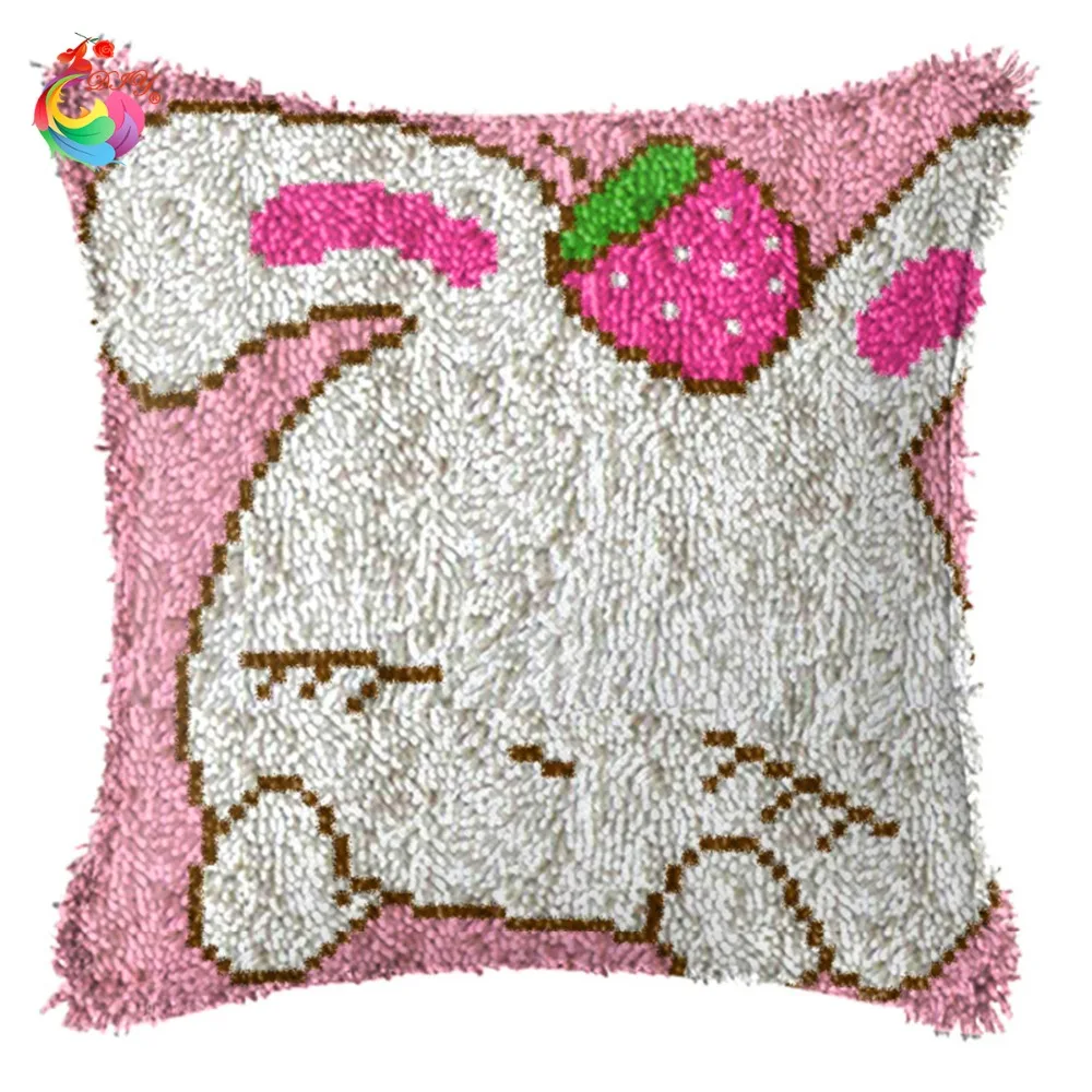Buy New! 3D Latch Hook Pillow Kits white rabbit DIY