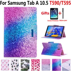 Из искусственной кожи чехол для samsung Galaxy Tab 10,5 T590 T595 SM-T590 SM-T595 Smart Cover для samsung Tab 10,5 2018 чехол + стилус + пленка