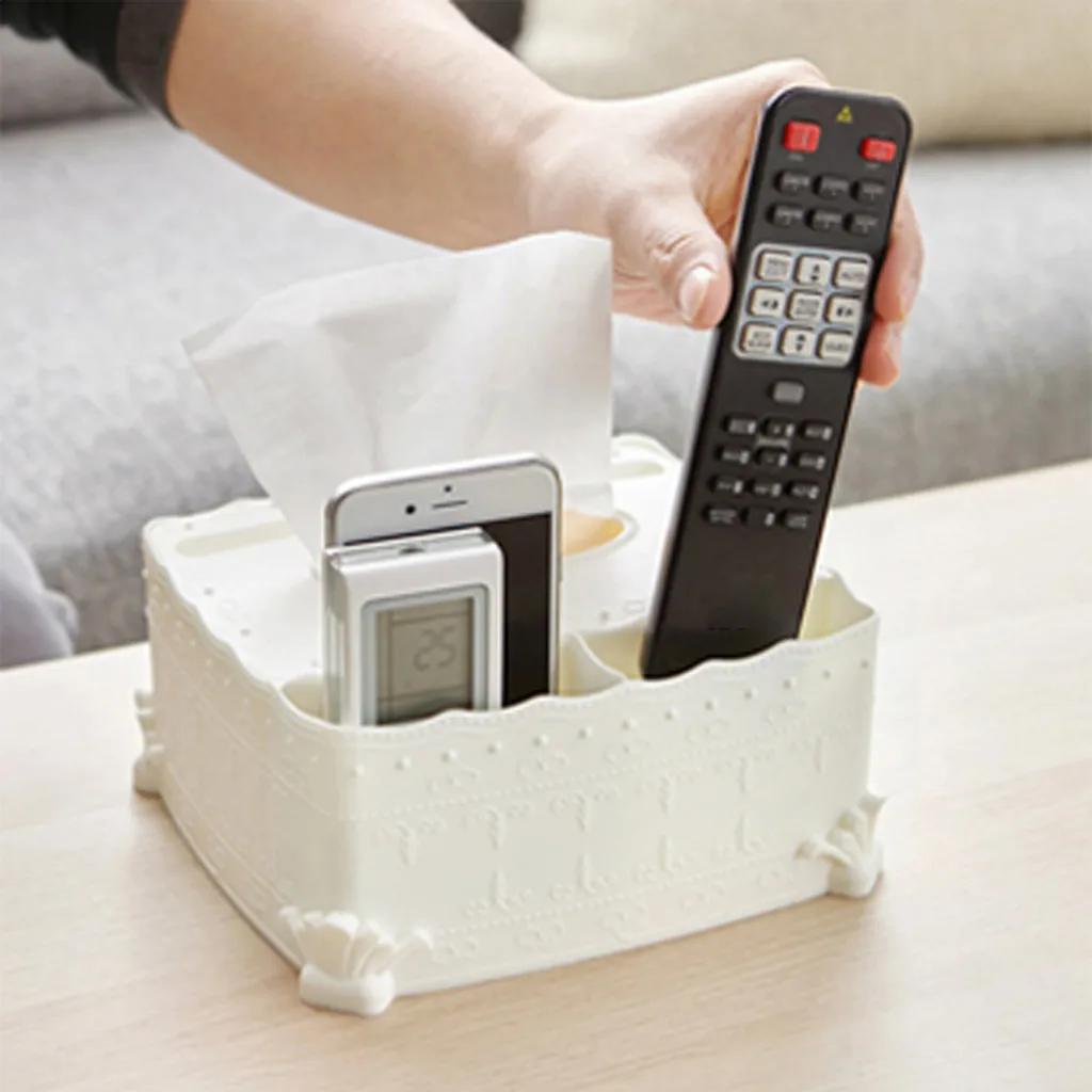 

Multifunction Tissue Storage Box TV Air Conditioner Remote Control Holder Makeup Organizer Kitchen Paper Towel Sponge Organizer