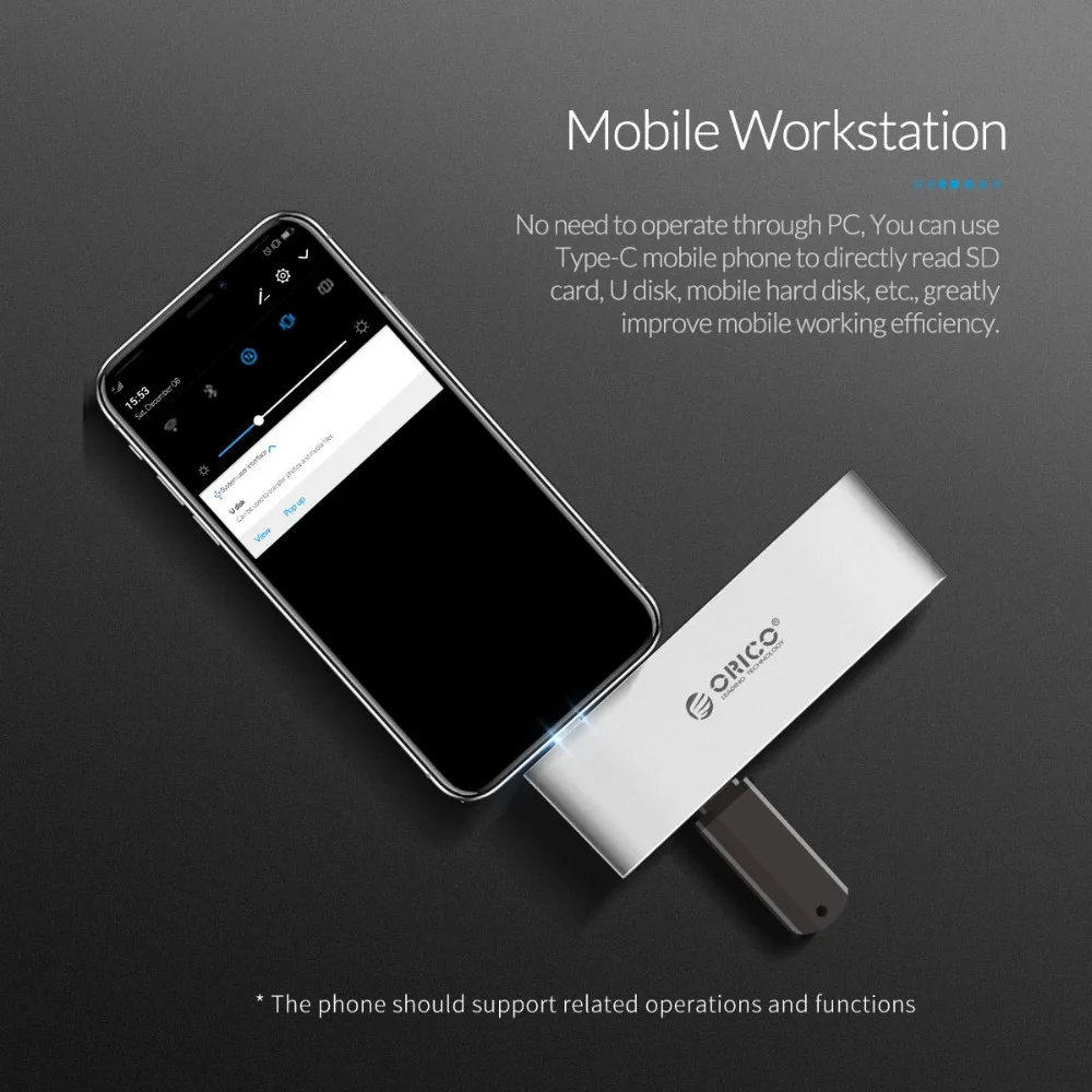 ORICO USB C концентратор USB-C к Micro 3,0 3,1 устройство для чтения карт SD TF высокоскоростной концентратор для MacBook samsung Galaxy S9 huawei P20 mate 20 Pro концентратор