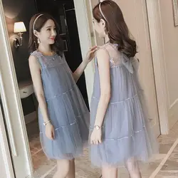 Мода 2019 Лето беременность платье свободные средства ухода за кожей для будущих мам платья женщин серый вырез лодочкой