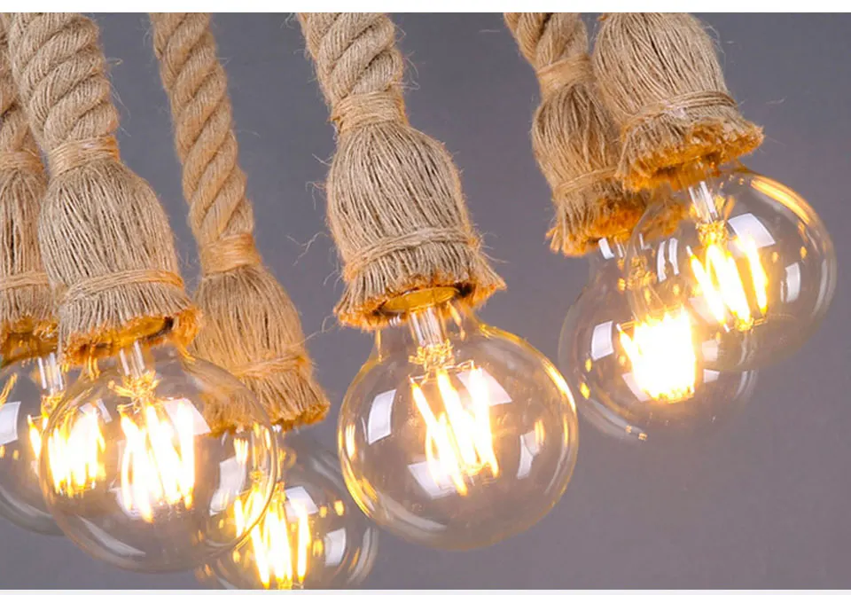 Retro Hemp Rope Pendant Lamp Vintage E27 Lamp Base Pendant Lamp Socket Chandelier Hanging Modern Industrial Decor for Cafe (12)