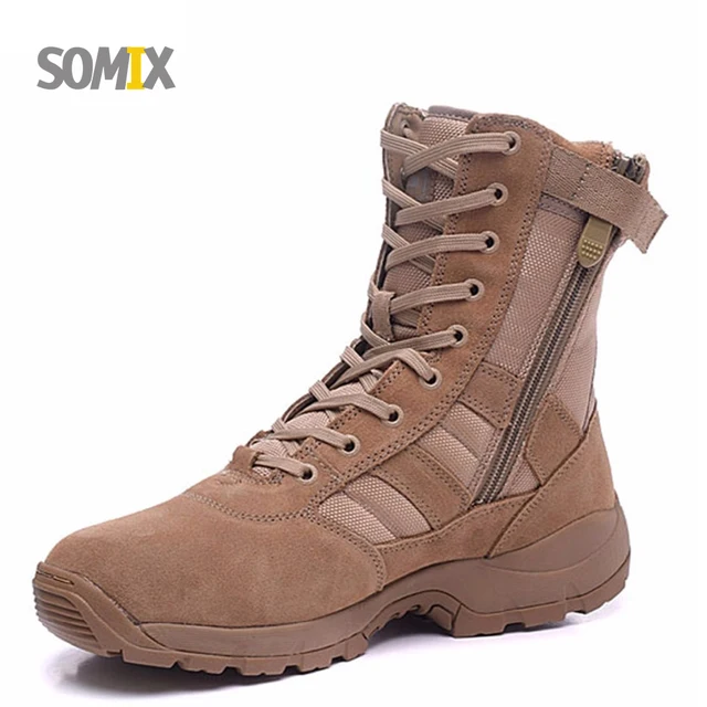 Best price at $148 Cheap Brand Somix Army Men's Tactical Boots Desert Sport Outdoor Hiking Shoes Leather Boots Military Enthusiasts Marine Combat Shoes