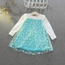 Raisvern/Розничная ; платье принцессы для девочек; платье с длинными рукавами и рисунком снежинок; детская одежда для девочек 2-6 лет