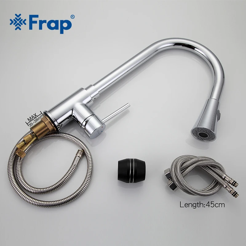  Frap new 1 set Pull Out chrome Kitchen Faucet Sink Mixer Tap Swivel Spout Sink Faucet Swivel Copper - 32819762057