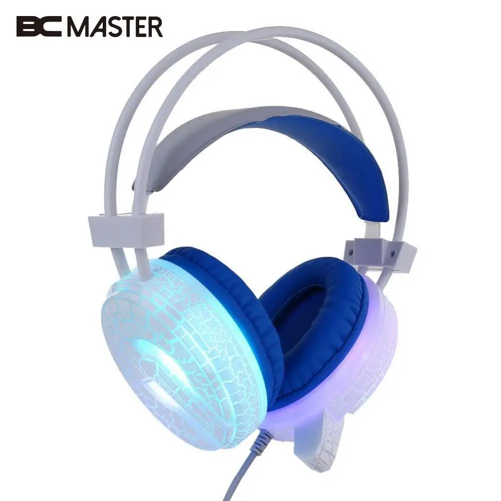 BCMaster светодиодные наушники игровые стерео басы большие с микрофоном геймерская