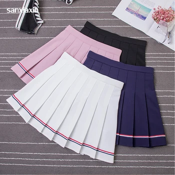 

new girls skirts pleated schoolgirls skirt uniforms cos macarons waist solid pleated skirt stripe skirt female plus size skiit
