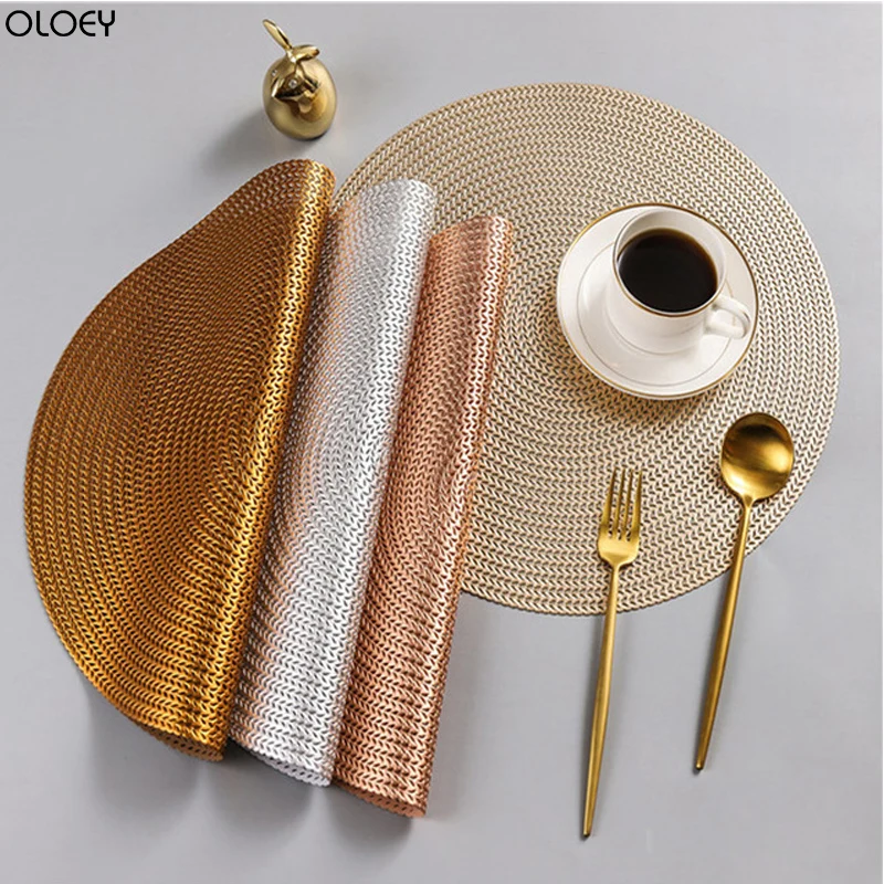 

Hotel Restaurant Round PVC Placemat Nordic Anti-scalding Insulation Table Mat Steak Pad Classic Placemat for Dining Table