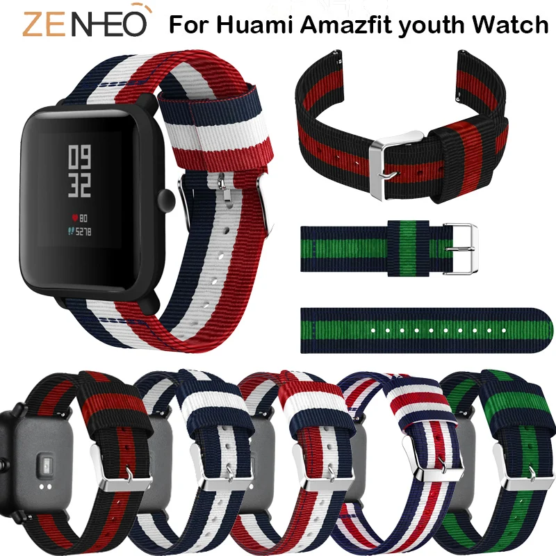 

Nylon band Watch 20mm For Huami Amazfit Bip BIT PACE Lite Youth Straps for Samsung Galaxy Watch Strap 42MM Bracelet wristband