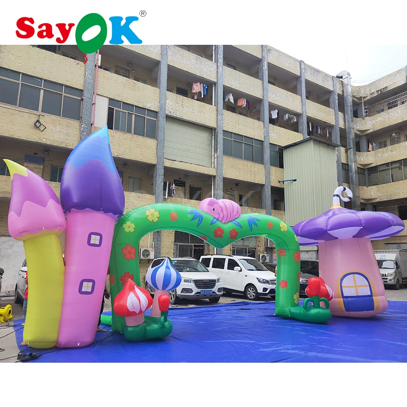 

Inflatable flower arch inflatable mushrooms with led lights for kids party/event/amusement park decoration