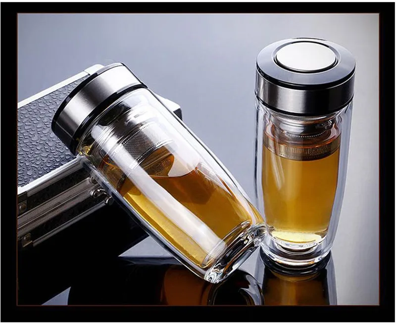 Стеклянная бутылка с двойной изоляцией DIY чашка для здорового чая кружки из