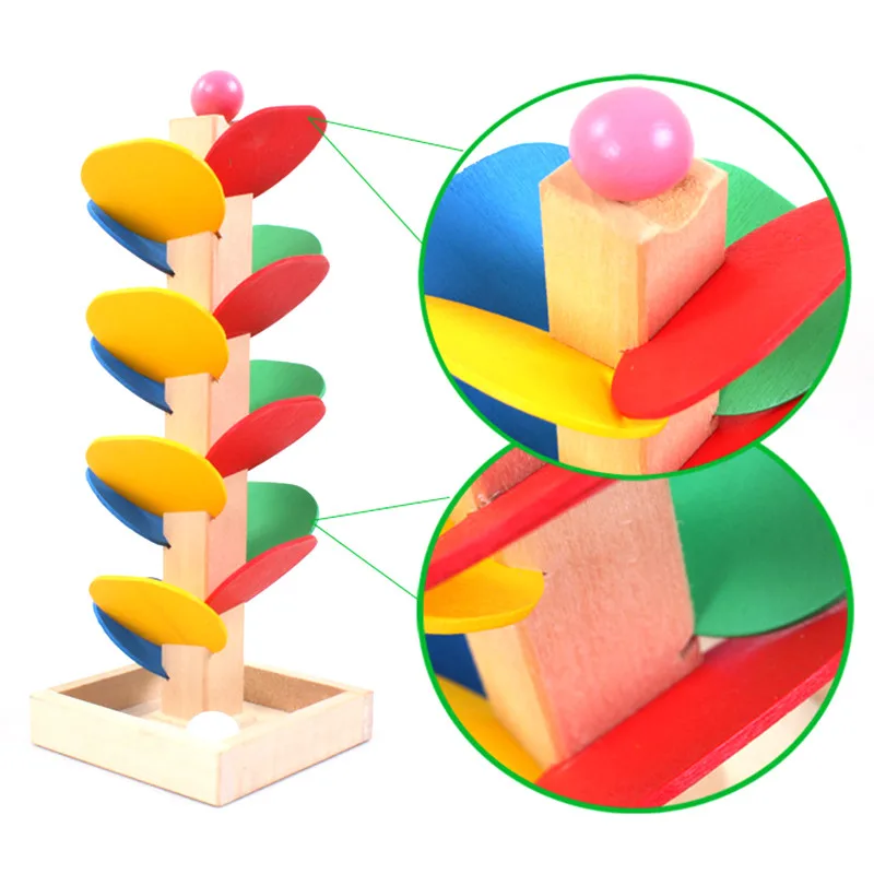 Buy 1set Wooden Tree Marble Ball Run Track Game Baby