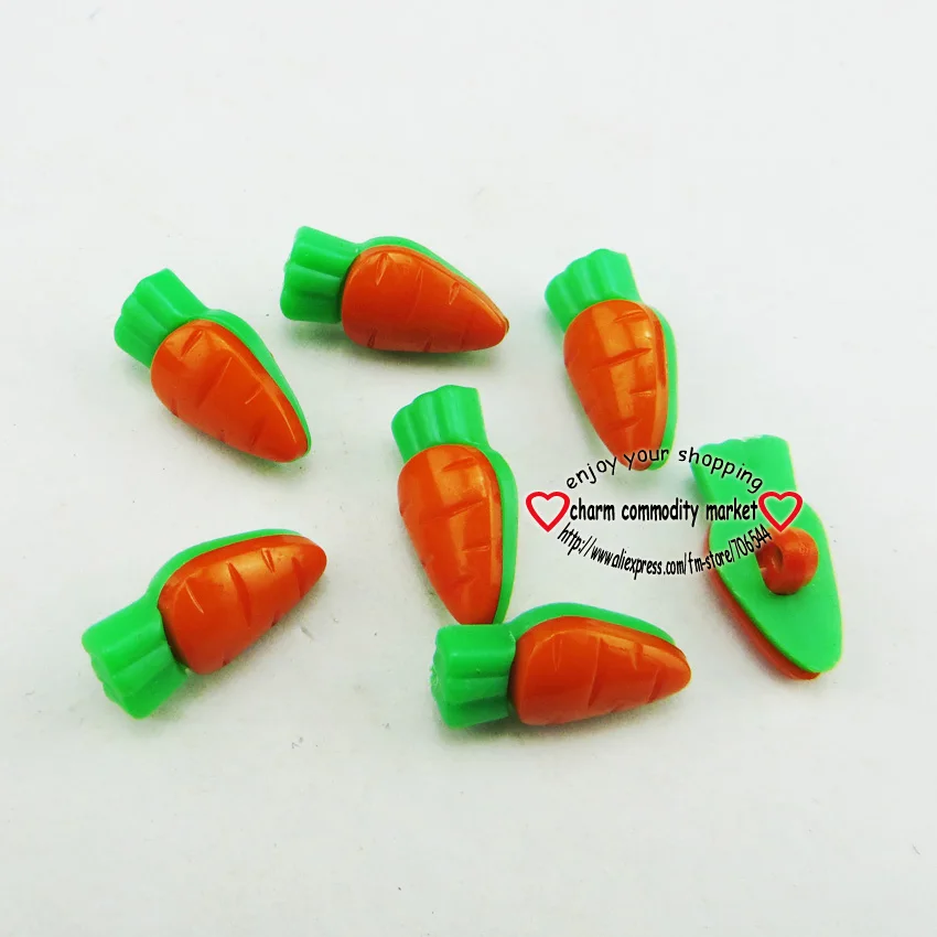 100 шт оранжевые моркови Окрашенные Пластиковые кнопки игрушки пальто сапоги швейная одежда аксессуары малыш мультфильм diy Кнопка P-172a - Цвет: Orange