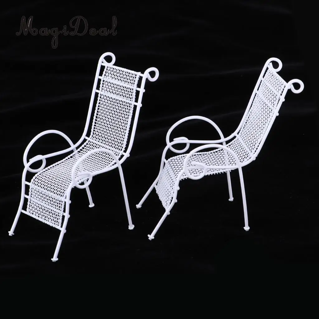 Metal 1/12 Dollhouse Miniature Outdoor Garden Metal Table Chairs Furniture Decoration Children Kids Model Toy