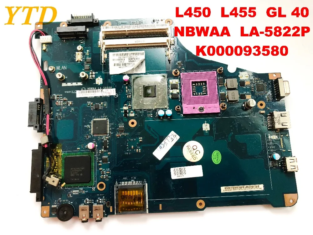 Оригинальная материнская плата для ноутбука Toshiba L450 L455 GL40 NBWAA LA 5822P K000093580