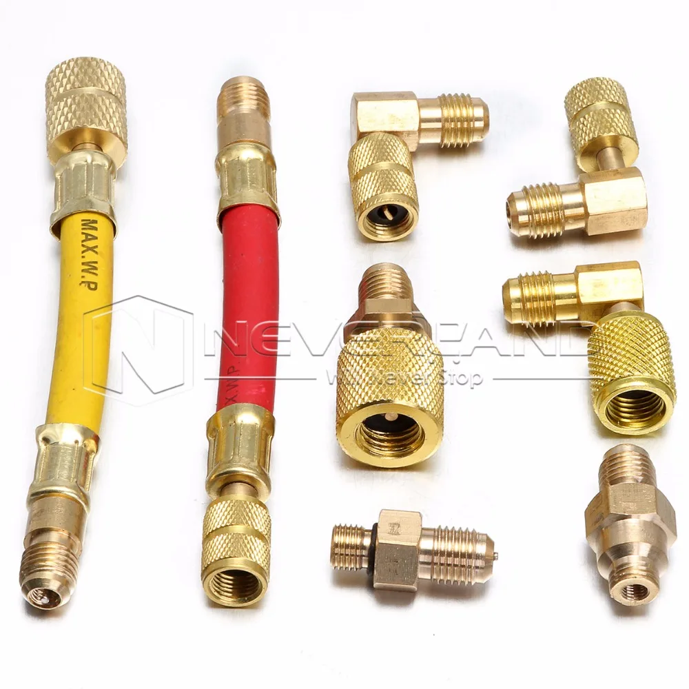 

8PCS Car A/C Air Conditioning Refrigeration R134A R12 Connector Adapter Hoses Set Free Shipping