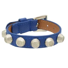 Высококачественный синий кожаный браслет с заклепками и плоской головкой в стиле панк