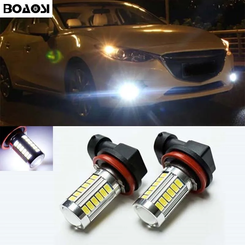 BOAOSI 2x Супер Белый H8 H11 CREE чип 5630SMD светодиодный противотуманный светильник для mazda 3 5 6 xc-5 CX-7 axela atenza