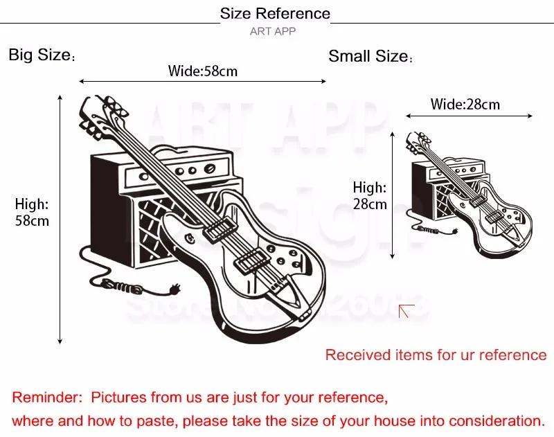 Искусство дизайн виниловые украшения дома дешевые гитары Набор стикер на стену Красочные Домашний Декор музыкальное оборудование наклейки в семейных комнатах