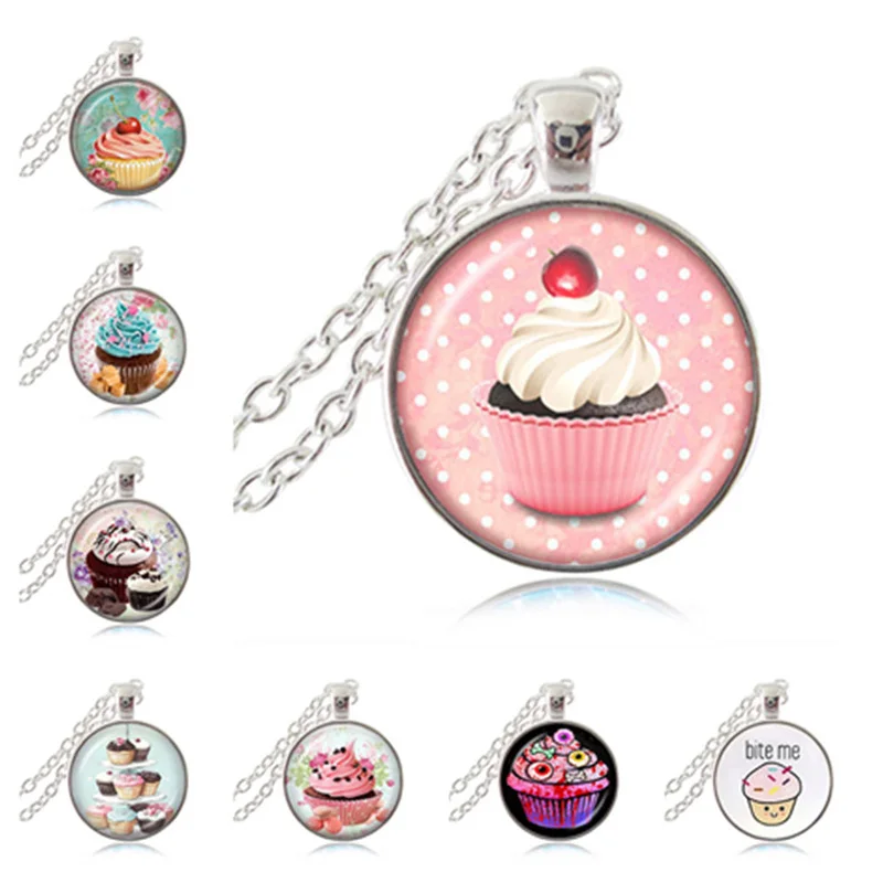 Cute Cupcake Necklace Small Iced Cakes Pendant Sweet Dessert Art