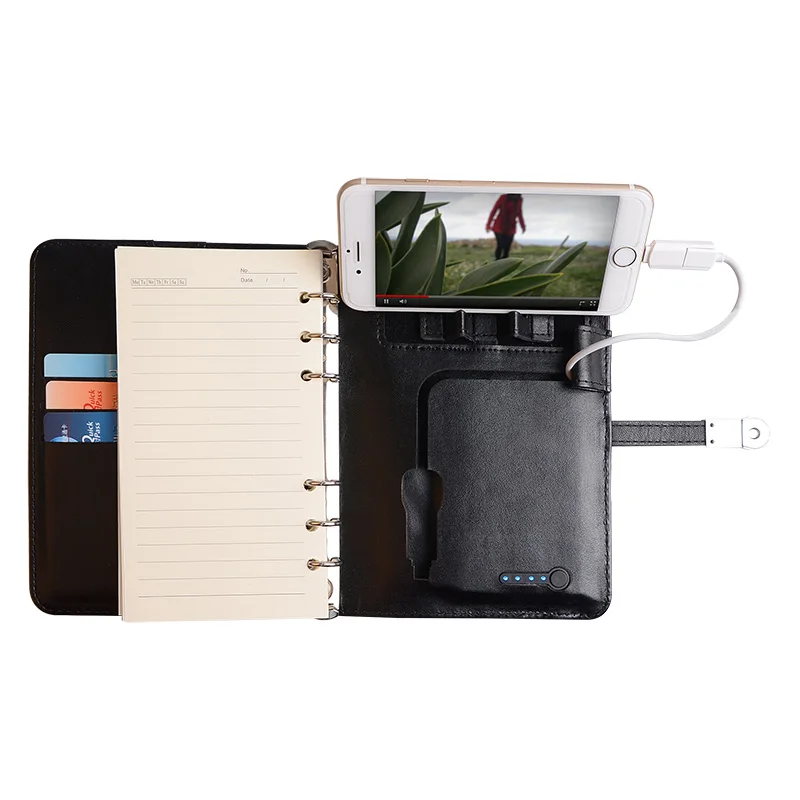 

Novel Notebook with 4000 mAh Power Bank 8GB Fashion Notebook Chancery Office Accessories Support Business Travelers' Notebook