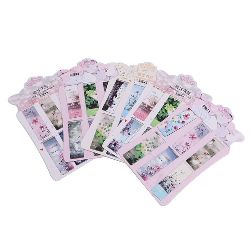 

6Pcs/lot Flower Magnetic Paper Bookmarks Note Memo Stationery Book Mark Bookworm MAY-9